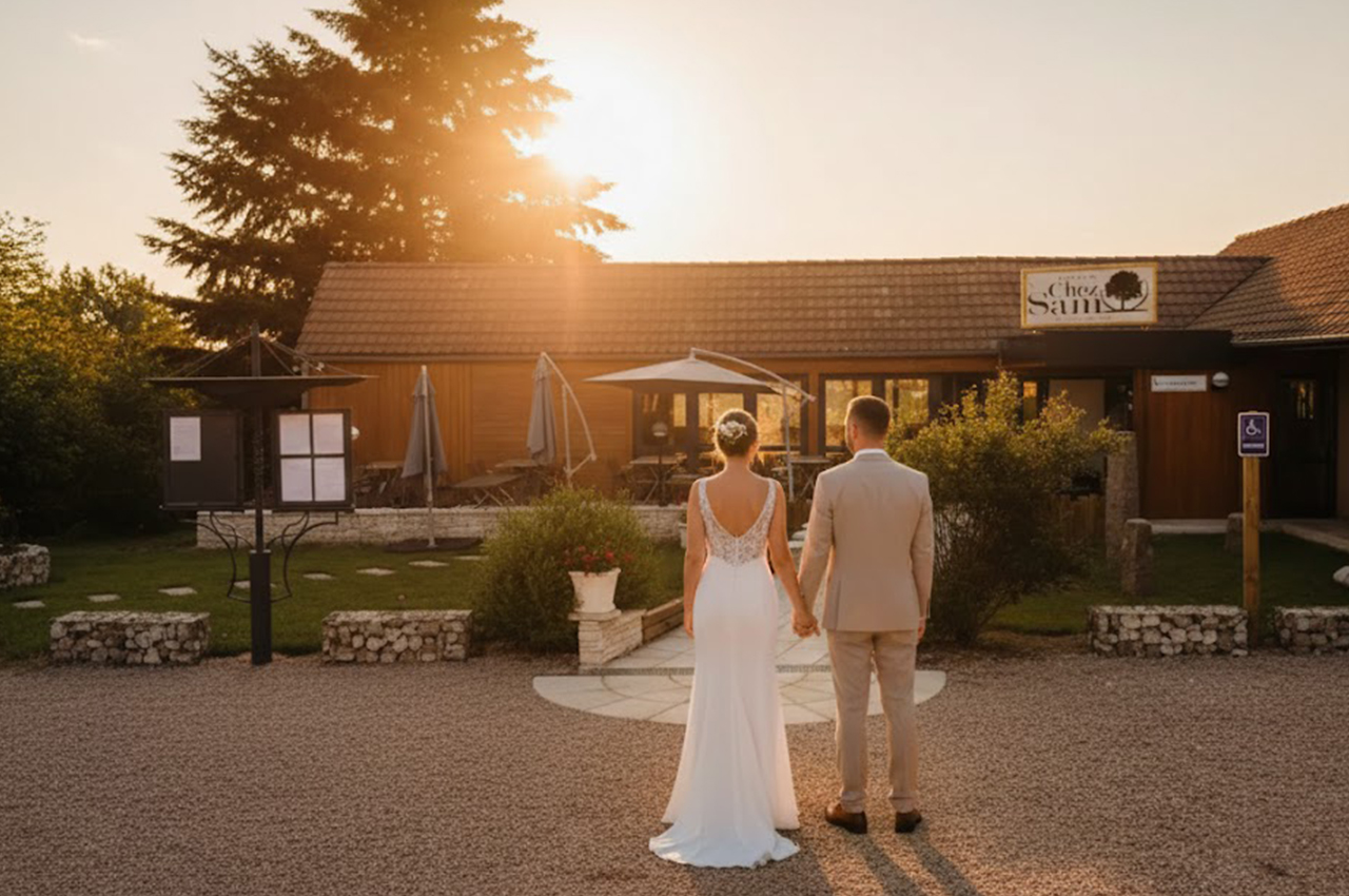 chez sam 0000 maries devant l'entree chez sam 0000 maries devant l'entree